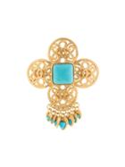 Chanel Pre-owned 1995 Cross Fringed Brooch - Gold