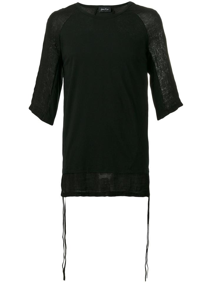 Andrea Ya'aqov Linen-trimmed T-shirt, Men's, Size: Small, Black, Cotton/linen/flax