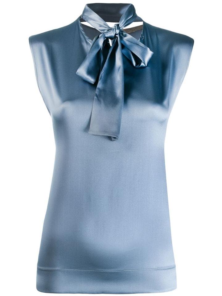 D.exterior Tie-neck Blouse - Blue