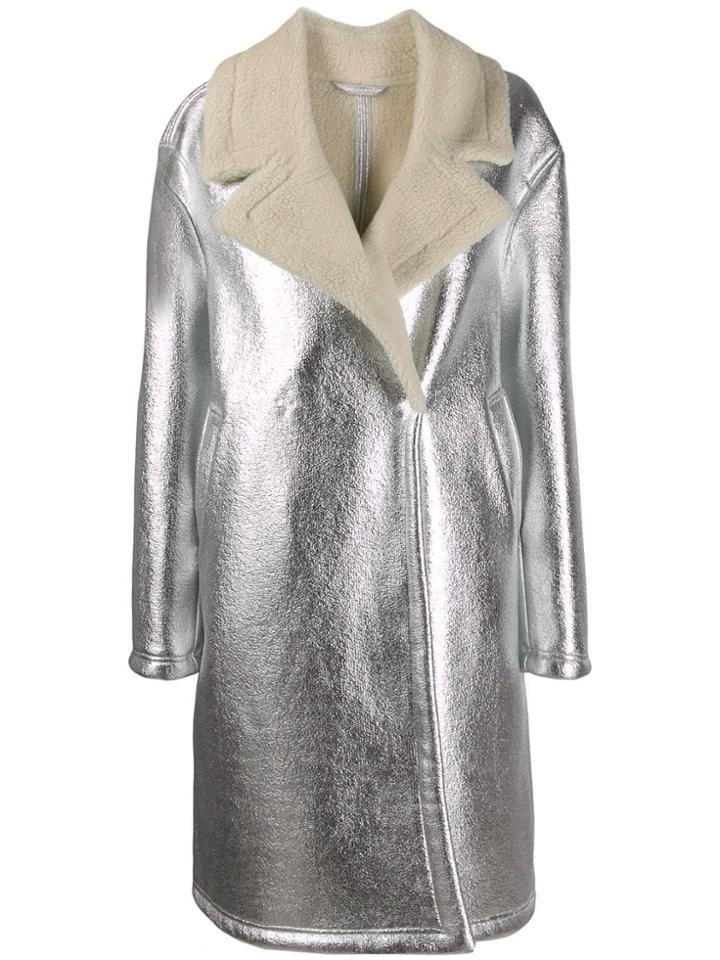 Essentiel Antwerp Oversized Shearling Coat - Silver