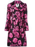 Milly Floral Print Trench Coat - Black