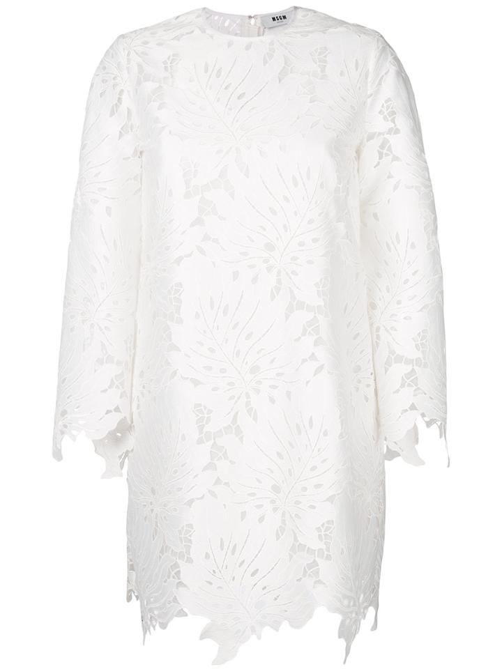 Msgm Cut Out Detail Shift Dress - White