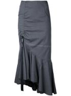 Irene - Washer Herringbone Skirt - Women - Cotton/linen/flax/polyurethane/wool - 34, Grey, Cotton/linen/flax/polyurethane/wool