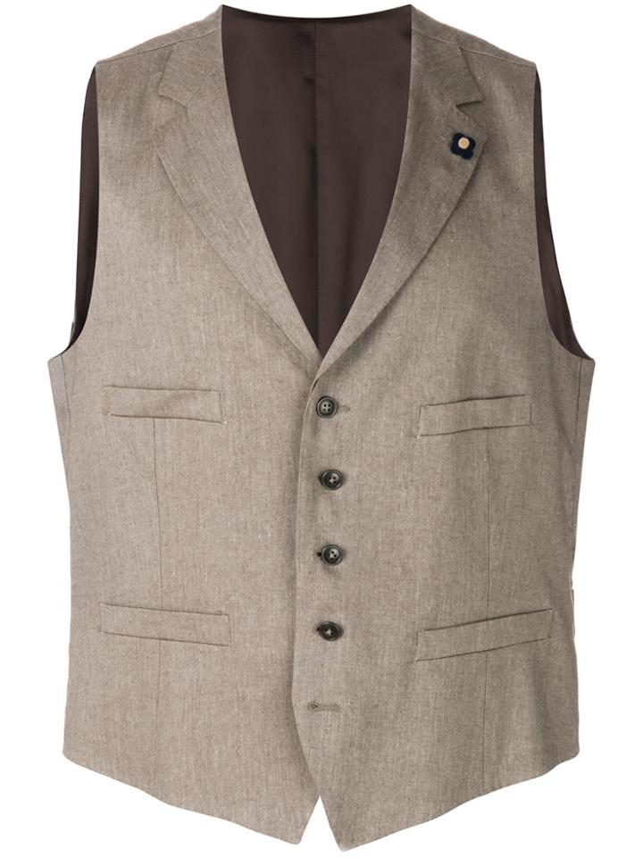 Lardini Tailored Fitted Waistcoat - Brown