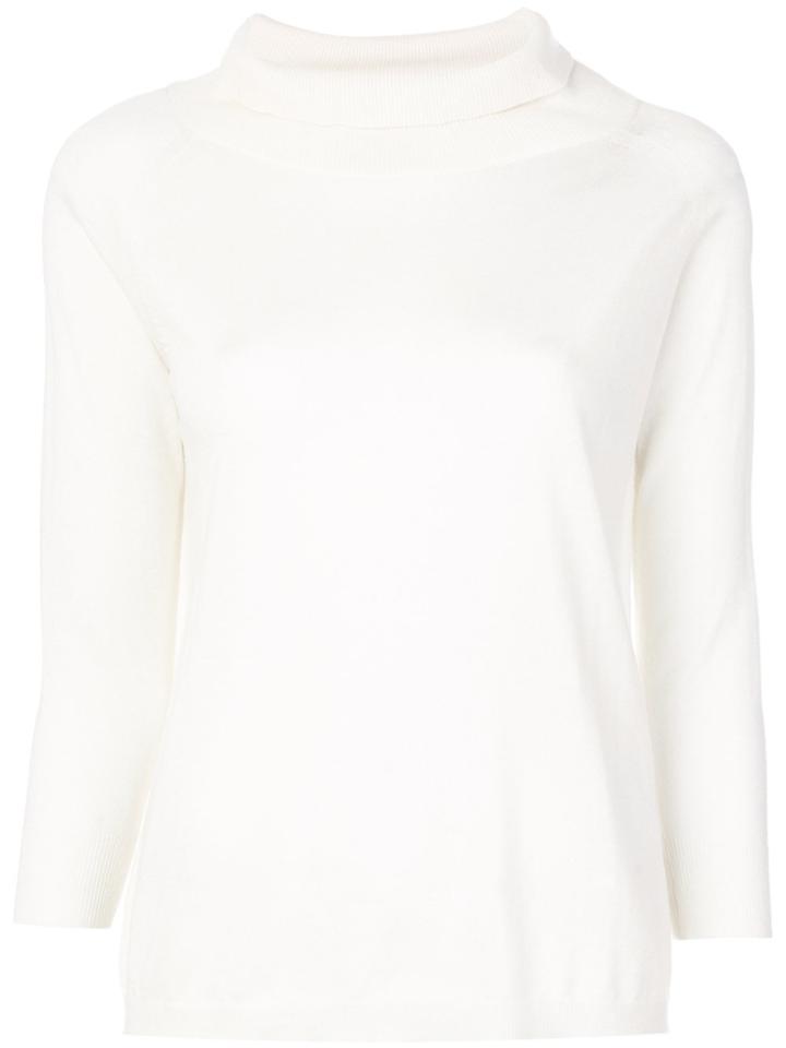 Max Mara Roll Neck Knitted Top - White
