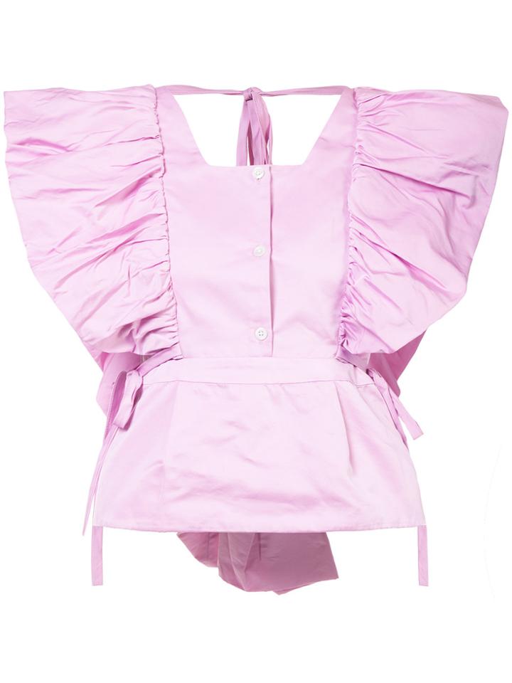 Rosie Assoulin Ruched Sleeve Blouse - Pink & Purple