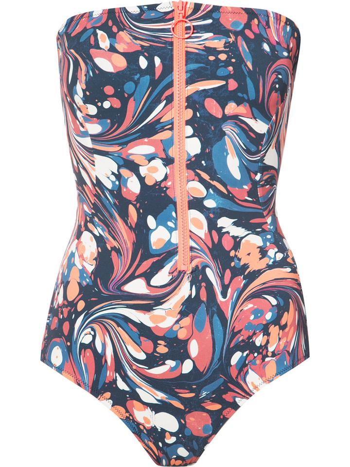 Stella Mccartney - Marbled Swirl One-piece - Women - Polyester/spandex/elastane/polyimide - Xs, Women's, Blue, Polyester/spandex/elastane/polyimide