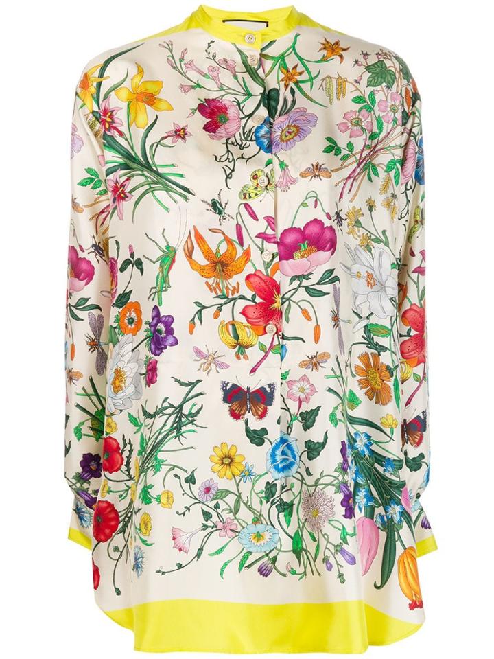 Gucci Flora Print Blouse - Neutrals