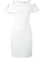 Osman 'soraida' Ruffled Cold-shoulder Dress, Women's, Size: 10, White, Spandex/elastane/viscose/wool
