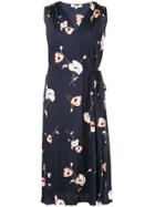 Vince Tossed Poppy Pleated Dress - Blue