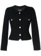 Chanel Pre-owned Trimmed Collarless Buttoned Jacket - Blue