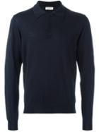 Éditions M.r Long Sleeved Polo Shirt, Men's, Size: Large, Blue, Merino