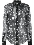 Saint Laurent Sheer Polka Dot Blouse, Women's, Size: 34, Black, Silk