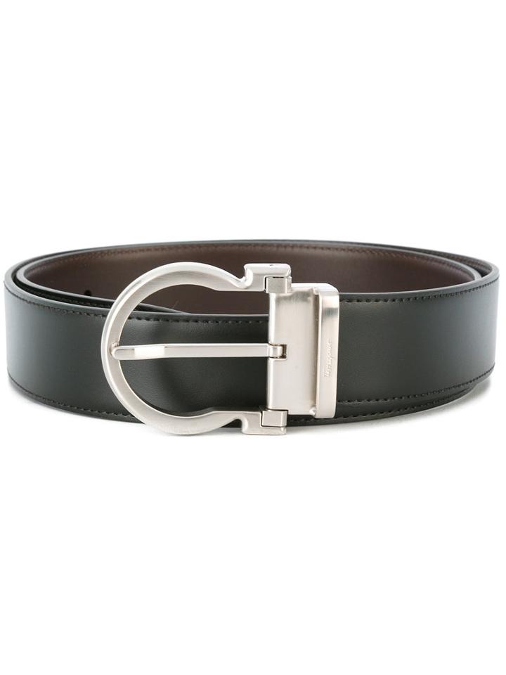 Salvatore Ferragamo Classic Buckle Belt, Men's, Size: 95, Black, Calf Leather