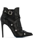 Frankie Morello Buckle Detail Boots - Black