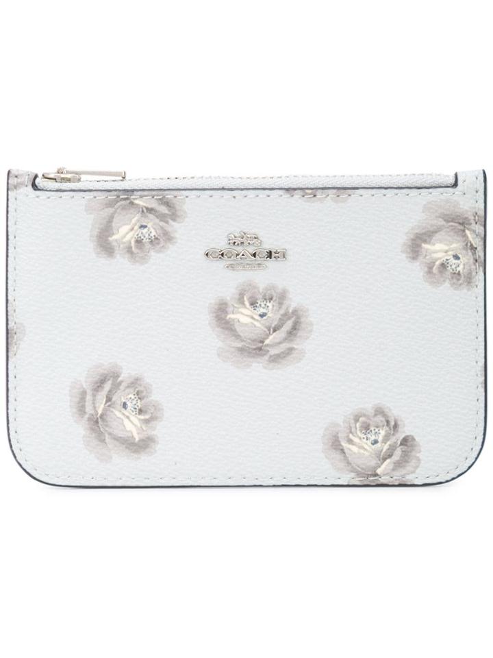 Coach Rose Print Card Case - Blue