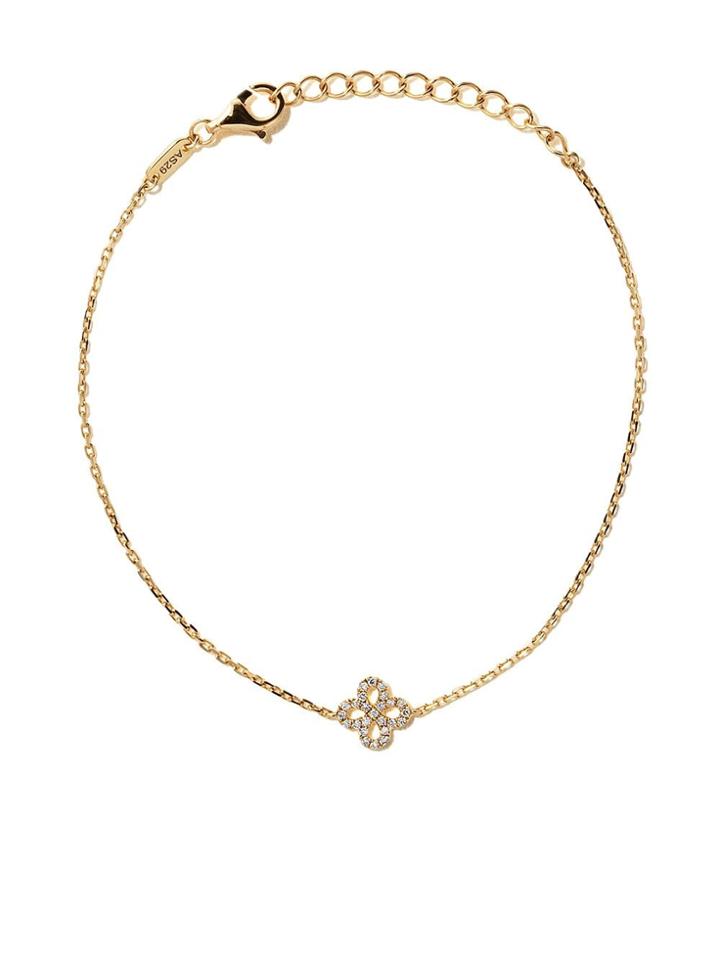 As29 18kt Yellow Gold Mini Charm Clover Diamond Bracelet