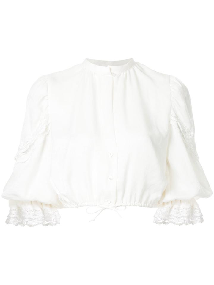 Elin Lace Detail Cropped Blouse - White