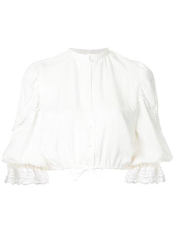 Elin Lace Detail Cropped Blouse - White