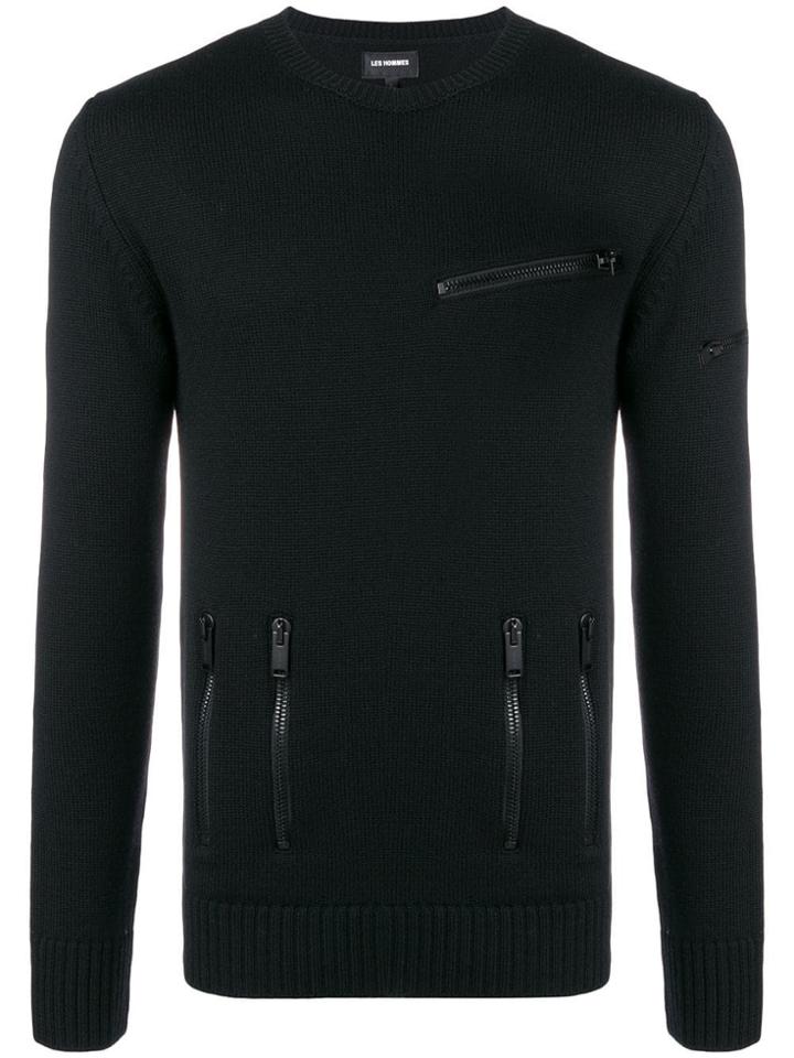 Les Hommes Fine Knit Fitted Sweater - Black