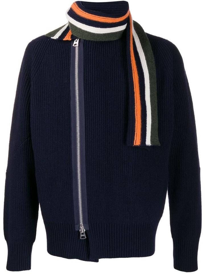 Sacai Scarf-panelled Jacket - Blue