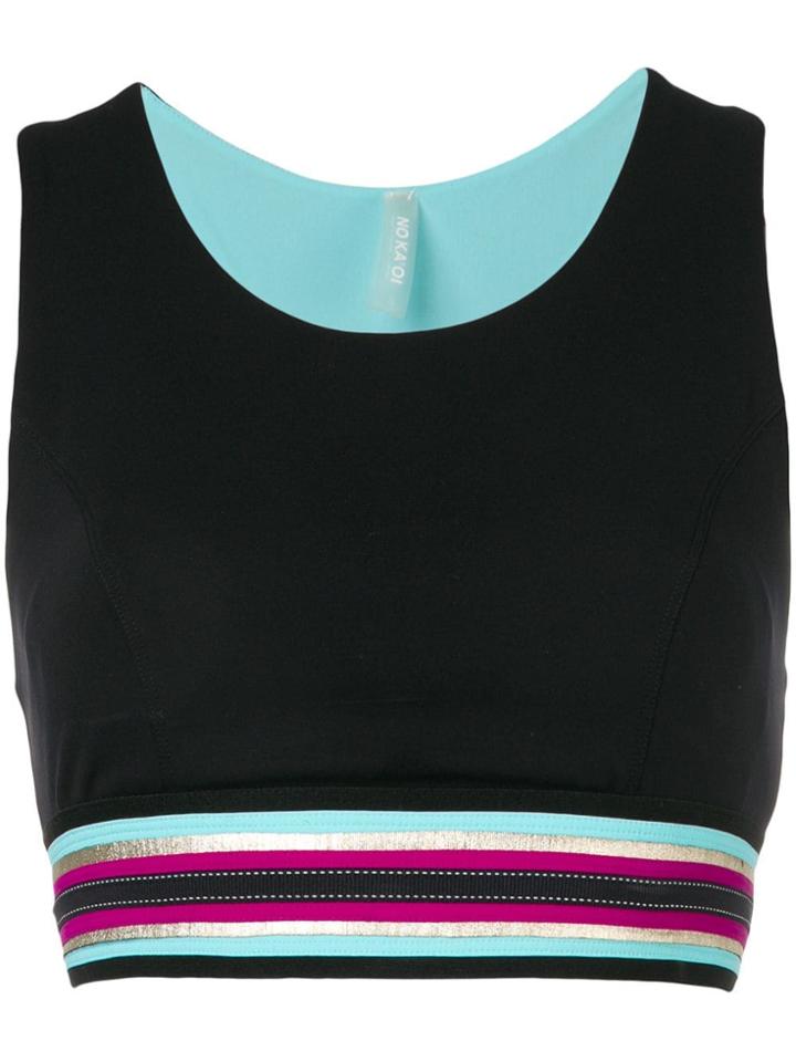No Ka' Oi Striped Trim Crop Top - Black