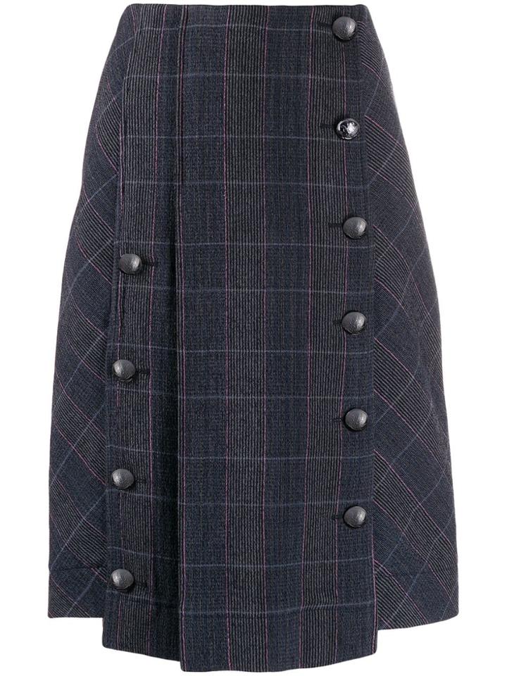 Chloé Checked Pleated Skirt - Blue
