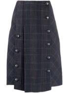 Chloé Checked Pleated Skirt - Blue