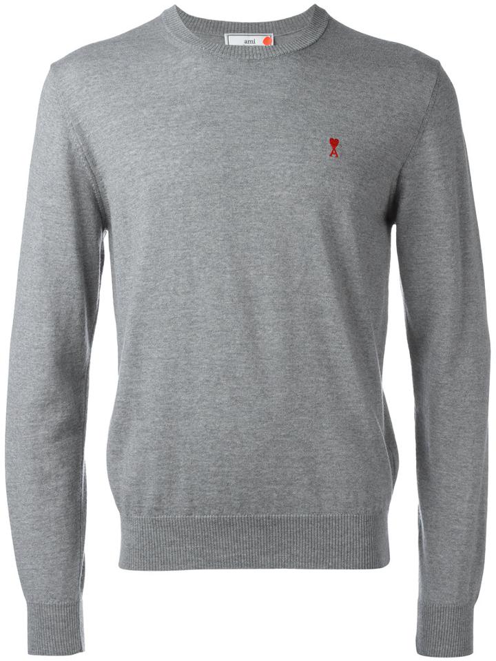 Ami Alexandre Mattiussi - Ami De Coeur Sweater - Men - Wool - Xl, Grey, Wool