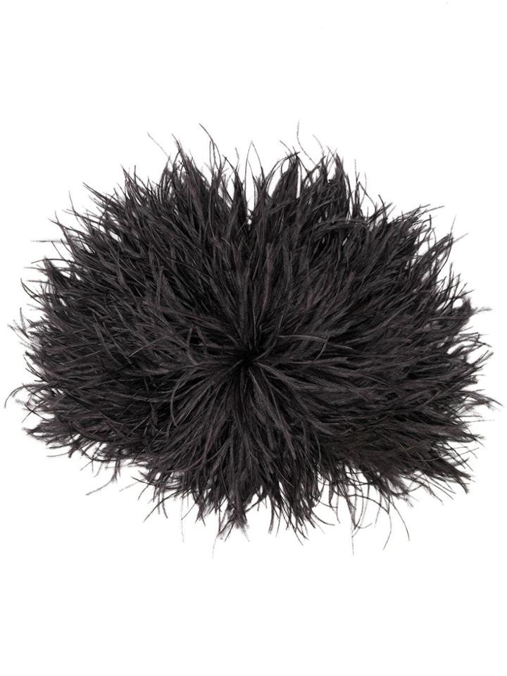 Nº21 Ostrich Feather Beanie - Black