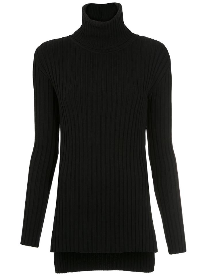 Gloria Coelho High Neck Ribbed Blouse - Black