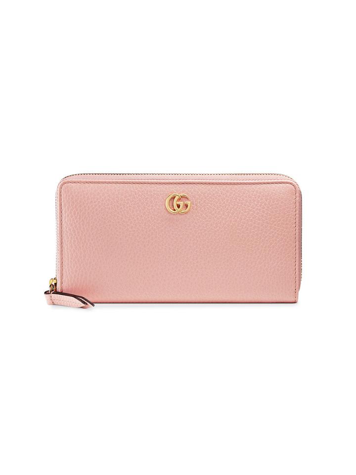 Gucci Leather Zip Around Wallet - Pink & Purple