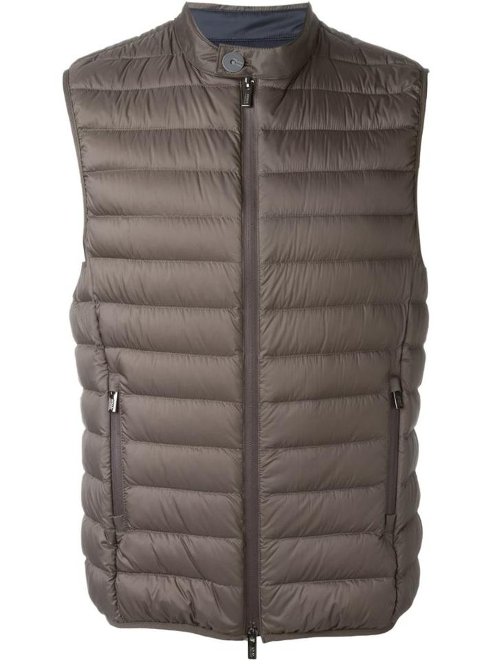 Armani Collezioni Padded Gilet, Men's, Size: 50, Brown, Polyimide/feather Down
