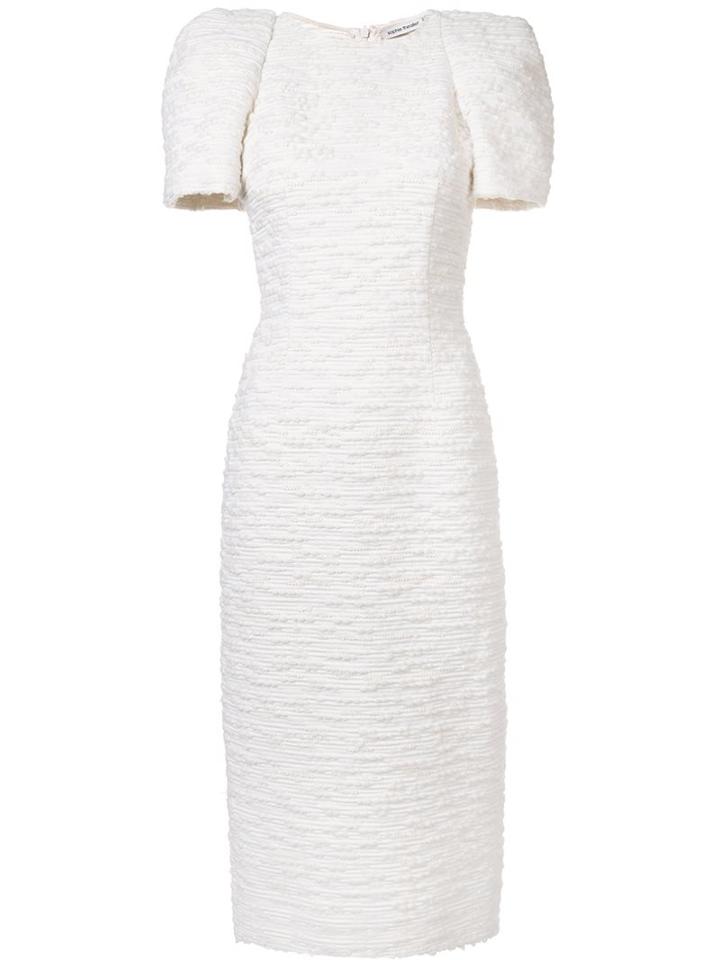 Sophie Theallet Structured Shortsleeves Dress, Women's, Size: 10, White, Cotton/acrylic/polyester/wool