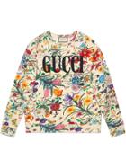 Gucci Oversize Sweatshirt With Gucci Print - Neutrals