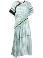 Cédric Charlier Asymmetric Striped Dress - Blue