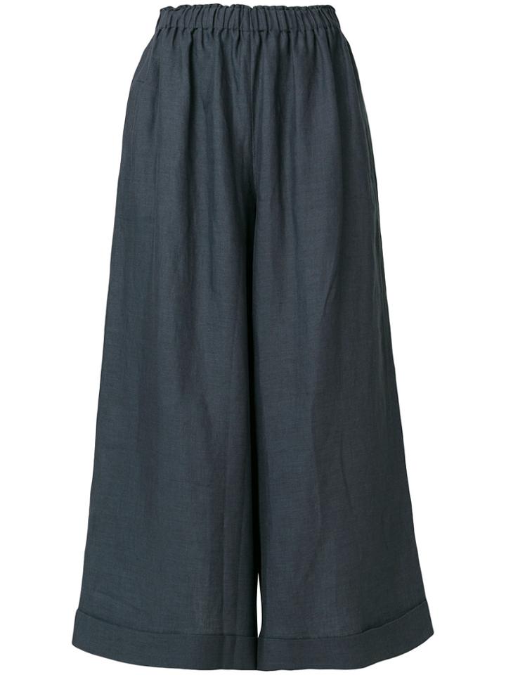 Daniela Gregis Wide Leg Cropped Trousers - Blue