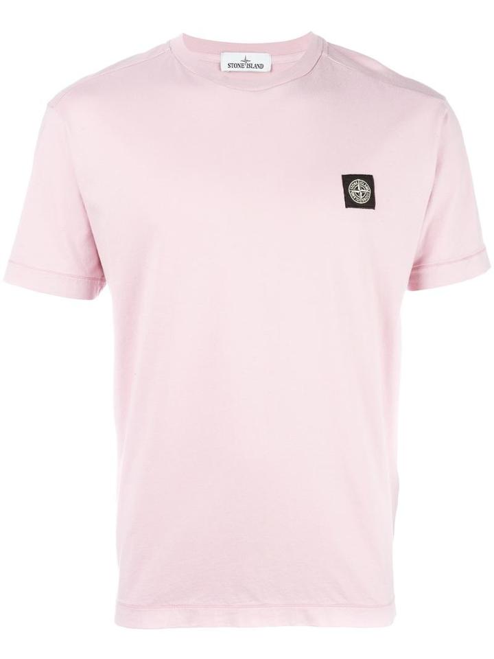 Stone Island Chest Patch T-shirt, Men's, Size: Small, Pink/purple, Cotton