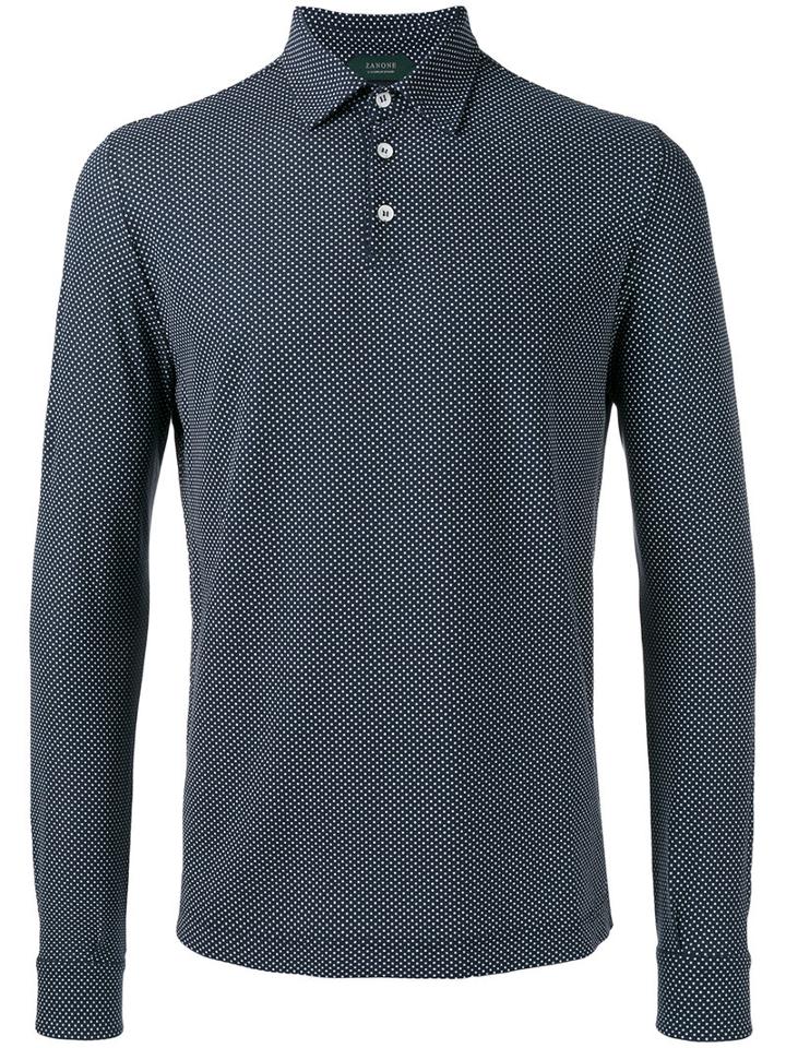 Zanone Printed Polo Top, Men's, Size: 50, Blue, Cotton