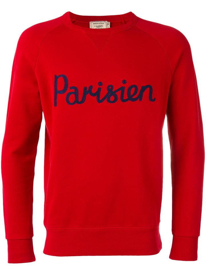 Maison Kitsuné 'parisien' Print Sweatshirt, Men's, Size: Medium, Red, Cotton