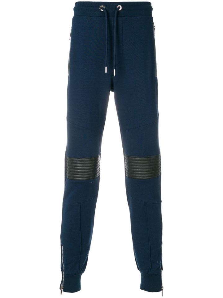 Les Hommes Leather Patches Joggers - Blue