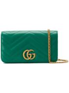 Gucci Gg Marmont Matelassé Clutch - Green
