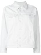 Steve J & Yoni P Distressed Denim Jacket, Women's, Size: Large, White, Cotton