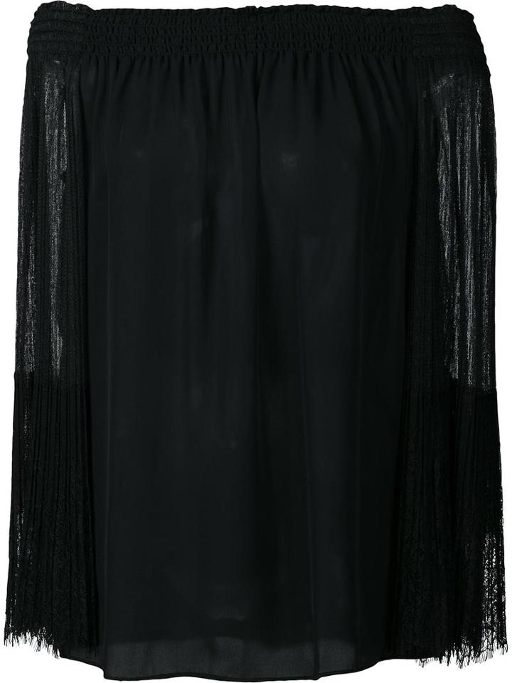 Kobi Halperin Off-shoulders Sheer Blouse, Women's, Size: Small, Black, Silk