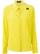 Rochas Logo Patch Shirt, Women's, Size: 42, Yellow/orange, Silk