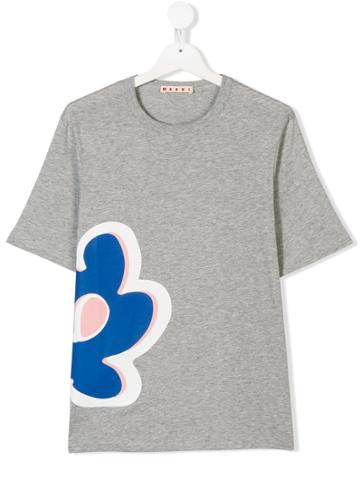 Marni Kids Flower Patch T-shirt - Grey