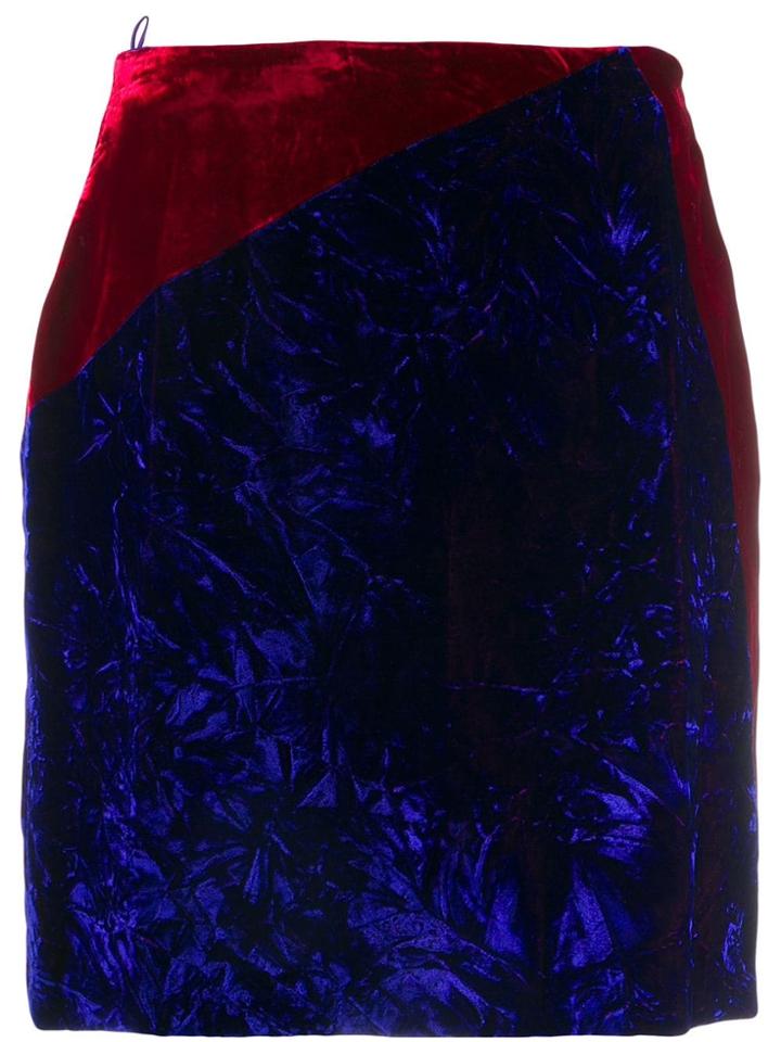 Versace Vintage Crushed Velvet Mini Dress - Blue
