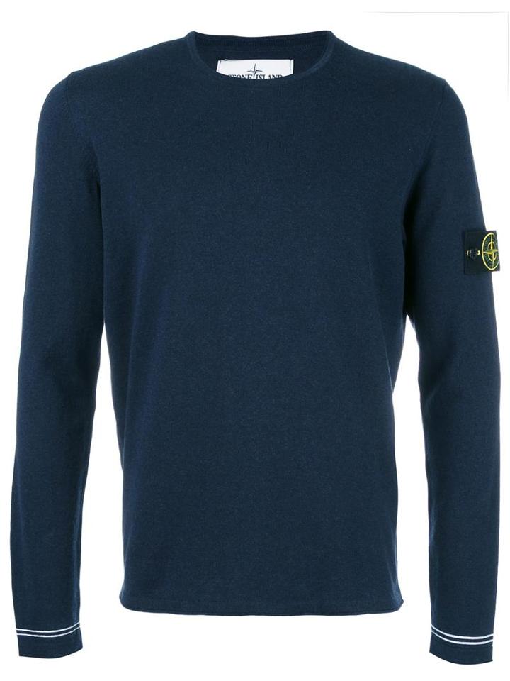 Stone Island Crew-neck Jumper, Men's, Size: Xl, Blue, Cotton