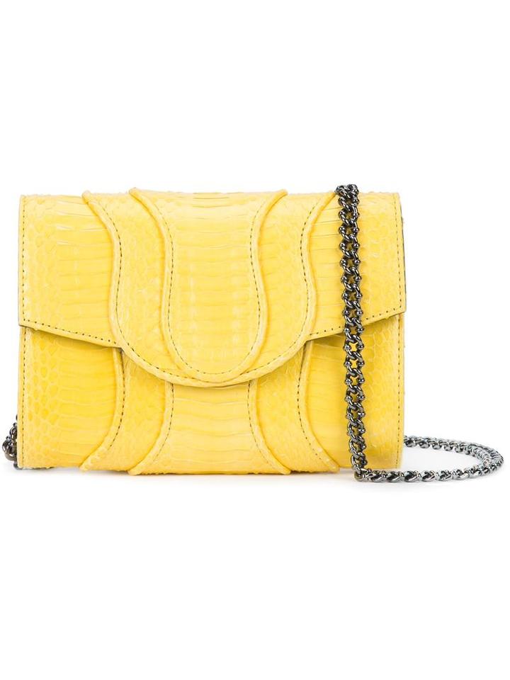Khirma Eliazov Chain Strap Cross-body Bag, Women's, Yellow/orange, Watersnake Skin/suede