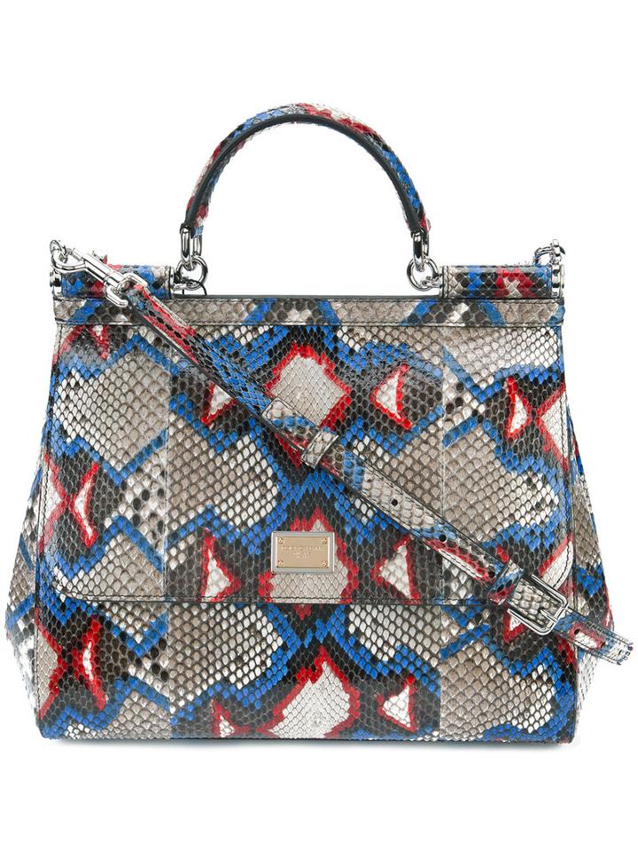 Dolce & Gabbana Large Sicily Tote, Women's, Nude/neutrals, Snake Skin
